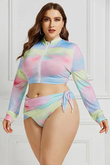Dreamy Gradient Smear Long Sleeve Swimsuit & Rash Guard Set